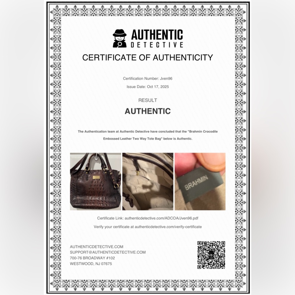 Brahmin Mini Asher Satchel Pecan Melbourne Croc Leather Crossbody - Picture 13 of 16